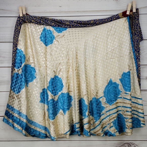 Darn Good Yarn Sari Silk Wrap Skirt Tea XL/Plus - Picture 4 of 16
